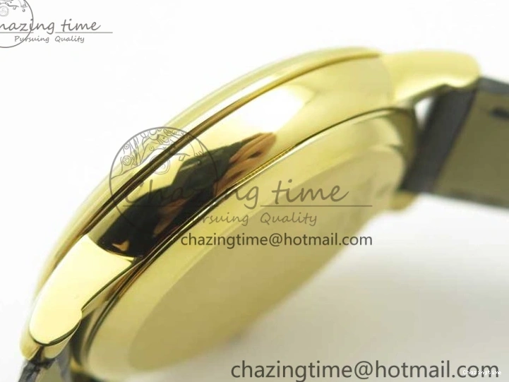 0429 UrbanChic De Ville YG MKF 1:1 Best Edition Silver Dial YG Markers on Black Leather Strap MIYOTA 9015 V 8048